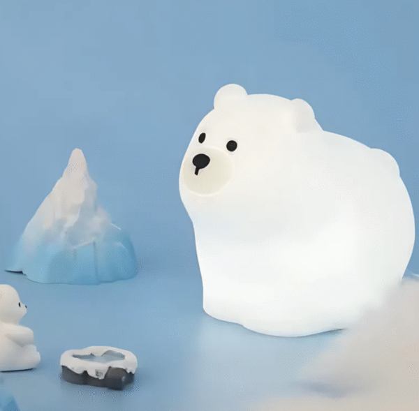 Velador Infantil Silicona Oso Polar Tactil y Recargable por USB
